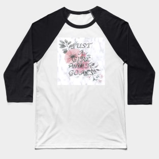 Just A Girl With Goals: Pretty Flower Faith and Hope Design & Inspirational Quote Baseball T-Shirt